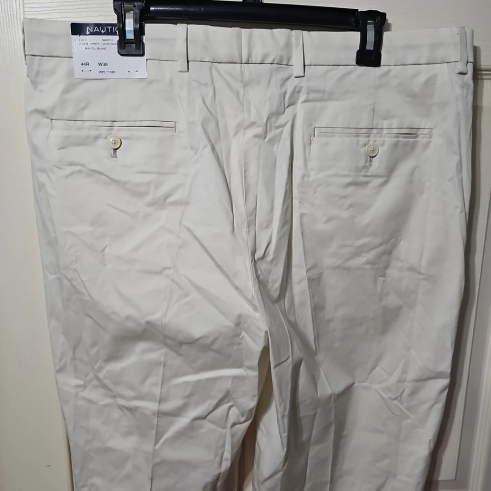 Nautica Men's Modern-Fit Active Stretch Cotton Suit Pants Beige Solid 38 NWT BB3